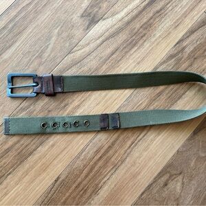 Diesel Olive Green Canvas Web Belt Men’s size M/L Leather Buckle Utility Y2K